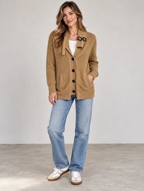 J.Crew Cardigan Sweater Tan Cotton Wool XS
